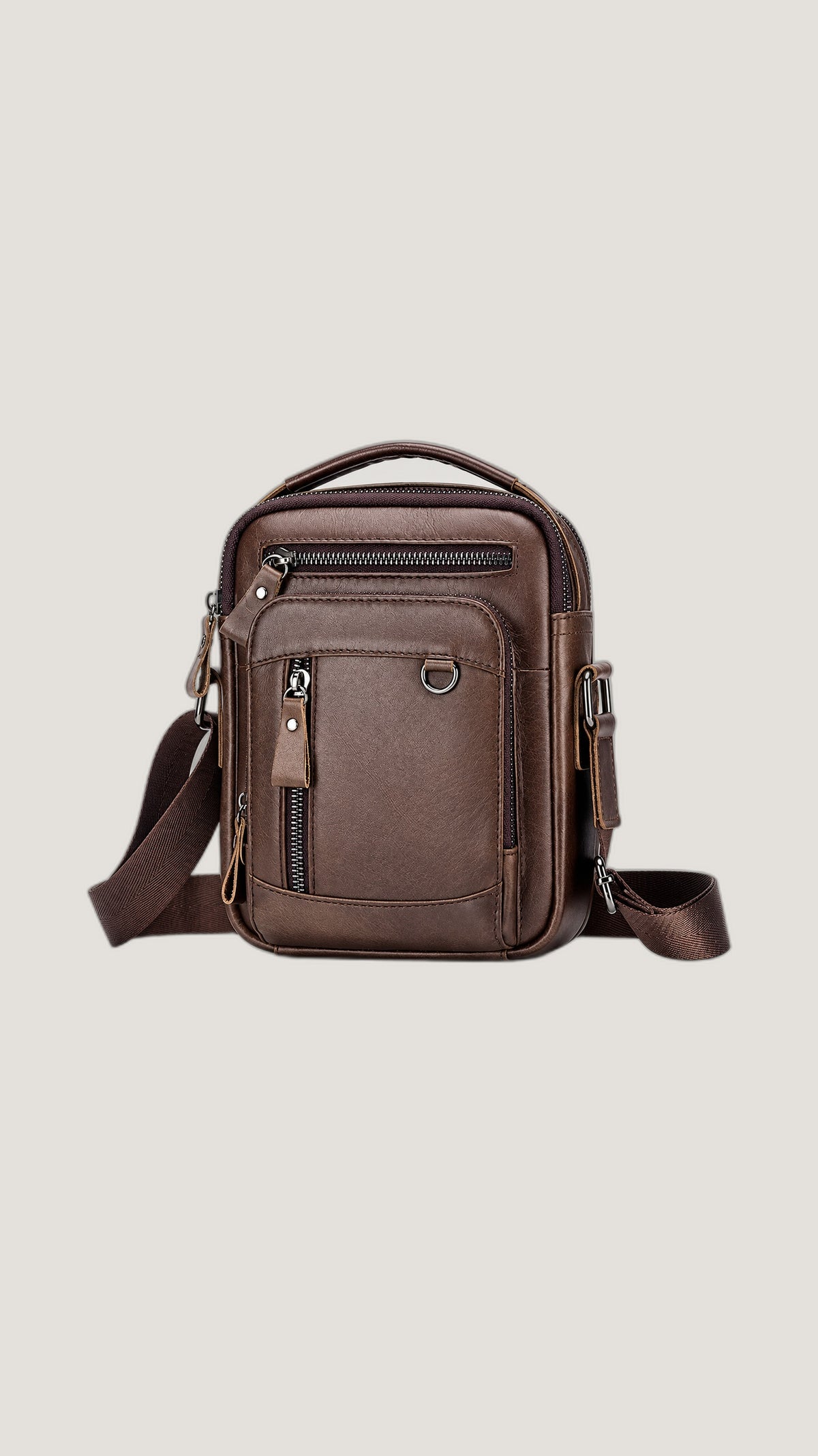 Dark Brown Leather Crossbody Messenger Bag