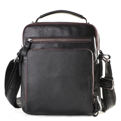 Black Pebbled Leather Messenger Bag